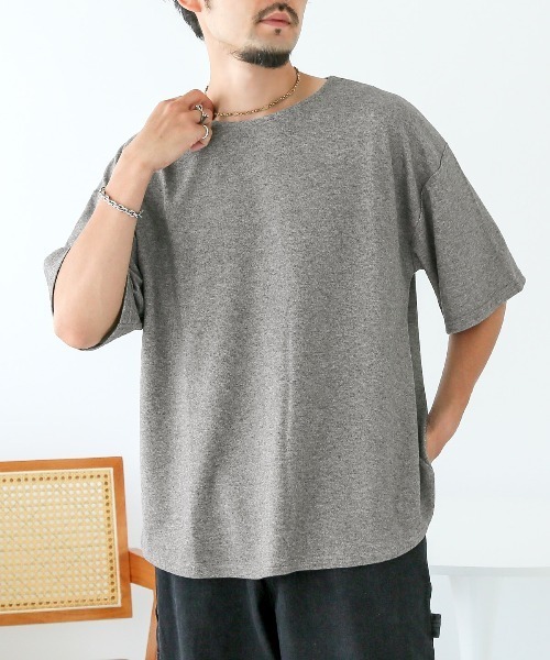 LUXSTYLE(ラグスタイル)の「スラブミックスリラックス半袖Tシャツ(Tシャツ/カットソー・メンズ・グレー/ブラック・M/L)」の1枚目の写真