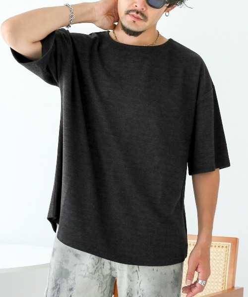 LUXSTYLE(ラグスタイル)の「スラブミックスリラックス半袖Tシャツ(Tシャツ/カットソー・メンズ・グレー/ブラック・M/L)」の2枚目の写真
