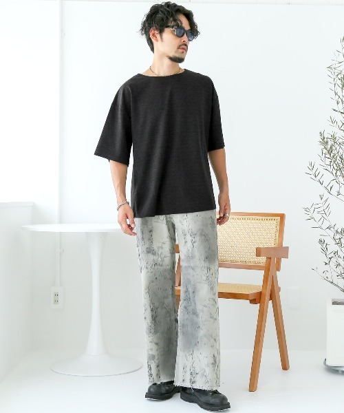 LUXSTYLE(ラグスタイル)の「スラブミックスリラックス半袖Tシャツ(Tシャツ/カットソー・メンズ・グレー/ブラック・M/L)」の4枚目の写真