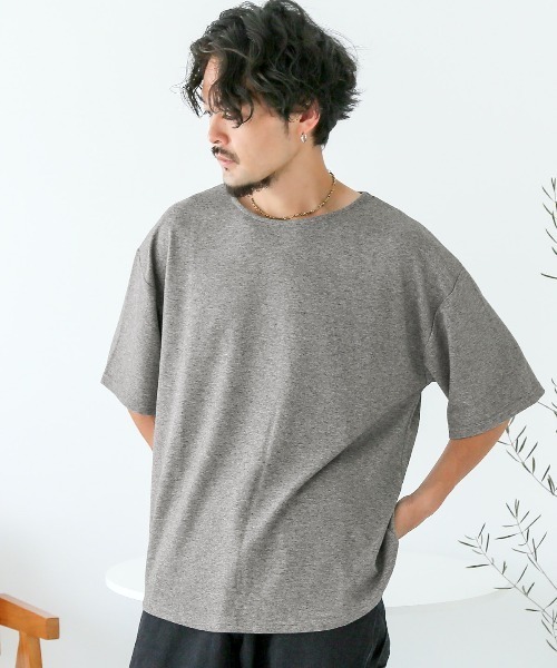LUXSTYLE(ラグスタイル)の「スラブミックスリラックス半袖Tシャツ(Tシャツ/カットソー・メンズ・グレー/ブラック・M/L)」の5枚目の写真
