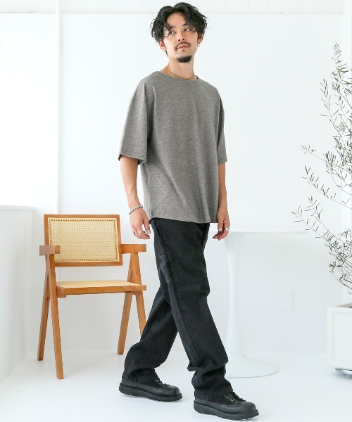 LUXSTYLE(ラグスタイル)の「スラブミックスリラックス半袖Tシャツ(Tシャツ/カットソー・メンズ・グレー/ブラック・M/L)」の19枚目の写真