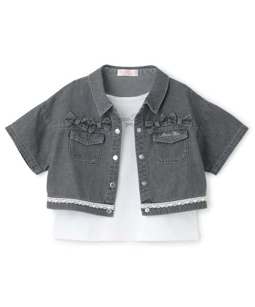 mezzo piano(メゾピアノ)の「接触冷感デニムシャツ &Tシャツセット(シャツ/ブラウス・キッズ・サックスブルー/グレー・120cm/130cm/140cm)」の2枚目の写真