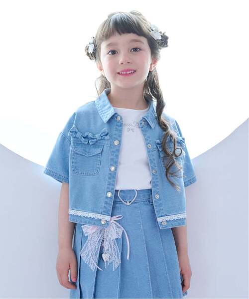 mezzo piano(メゾピアノ)の「接触冷感デニムシャツ &Tシャツセット(シャツ/ブラウス・キッズ・サックスブルー/グレー・120cm/130cm/140cm)」の1枚目の写真