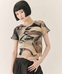 kotohayokozawa | 【kotohayokozawa/コトハヨコザワ】SHEER GRAPHIC TINY TOP/シアーグラフィックトップ/ウォッシャブル(Tシャツ/カットソー)