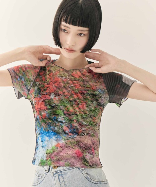 kotohayokozawa（コトハヨコザワ）の「【kotohayokozawa/コトハヨコザワ】SHEER GRAPHIC TINY TOP/シアーグラフィックトップ/ウォッシャブル（Tシャツ/カットソー・レディース・ベージュ/ピンク・FREE）」の11枚目の写真