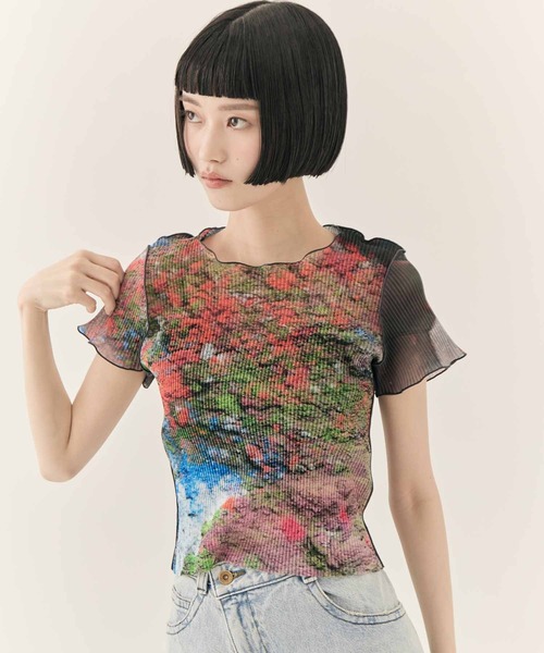 kotohayokozawa（コトハヨコザワ）の「【kotohayokozawa/コトハヨコザワ】SHEER GRAPHIC TINY TOP/シアーグラフィックトップ/ウォッシャブル（Tシャツ/カットソー・レディース・ベージュ/ピンク・FREE）」の10枚目の写真
