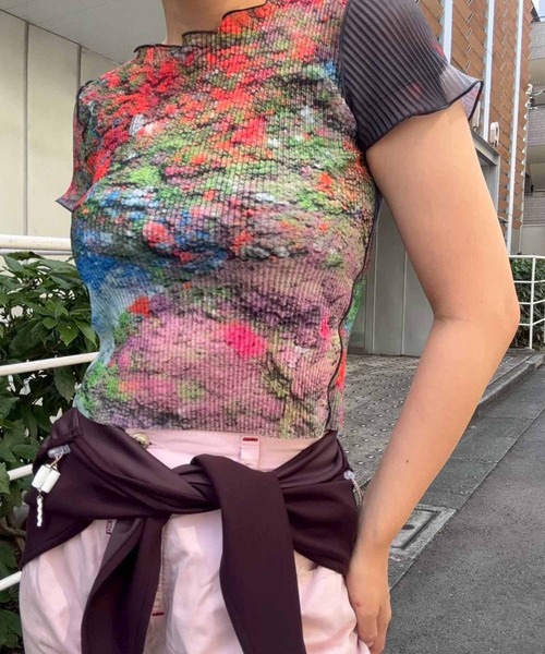 kotohayokozawa/コトハヨコザワ】SHEER GRAPHIC TINY TOP/シアー