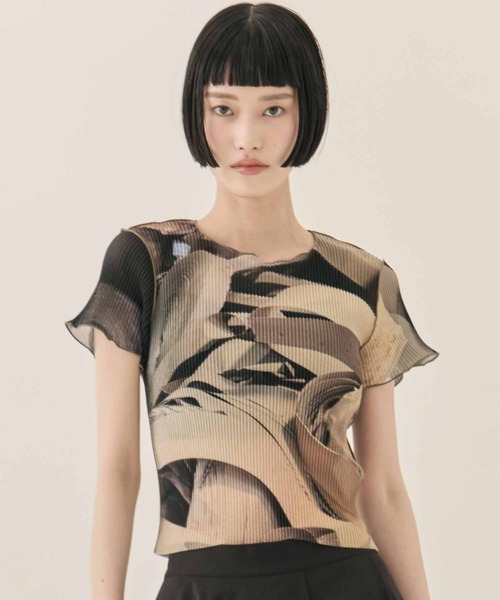 kotohayokozawa（コトハヨコザワ）の「【kotohayokozawa/コトハヨコザワ】SHEER GRAPHIC TINY TOP/シアーグラフィックトップ/ウォッシャブル（Tシャツ/カットソー・レディース・ベージュ/ピンク・FREE）」の18枚目の写真