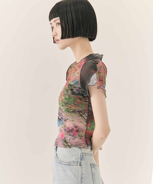 kotohayokozawa（コトハヨコザワ）の「【kotohayokozawa/コトハヨコザワ】SHEER GRAPHIC TINY TOP/シアーグラフィックトップ/ウォッシャブル（Tシャツ/カットソー・レディース・ベージュ/ピンク・FREE）」の8枚目の写真