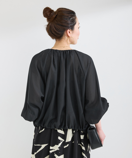 B.C STOCK（ベーセーストック）の「手洗い可 / 接触冷感 / シアーボイルZIP-UPクロップブルゾン（ブルゾン・レディース・ホワイト/ブラック/カーキ・FREE）」の10枚目の写真