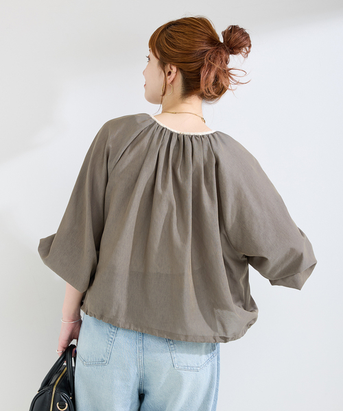 B.C STOCK（ベーセーストック）の「手洗い可 / 接触冷感 / シアーボイルZIP-UPクロップブルゾン（ブルゾン・レディース・ホワイト/ブラック/カーキ・FREE）」の22枚目の写真