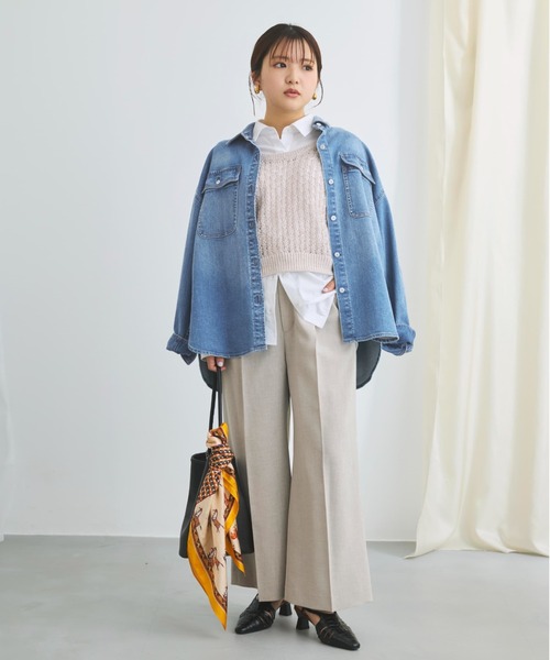 COHINA(コヒナ)の「2wayコードヤーンミックス透かしニット 【低身長・小柄女性】(ニット/セーター・レディース・ブルー/ネイビー/ベージュ・ONE SIZE)」の16枚目の写真