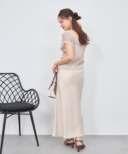 COHINA(コヒナ)の「2wayコードヤーンミックス透かしニット 【低身長・小柄女性】(ニット/セーター・レディース・ブルー/ネイビー/ベージュ・ONE SIZE)」の15枚目の写真
