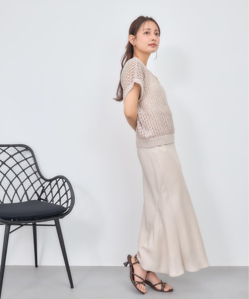 COHINA(コヒナ)の「2wayコードヤーンミックス透かしニット 【低身長・小柄女性】(ニット/セーター・レディース・ブルー/ネイビー/ベージュ・ONE SIZE)」の14枚目の写真