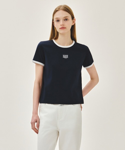 MARITHE + FRANCOIS GIRBAUD(マリテフランソワジルボー)の「W CLASSIC LOGO RINGER TEE(Tシャツ/カットソー・レディース・ホワイト/ネイビー/ライトピンク/ヘザーグレー・SMALL/MEDIUM)」の3枚目の写真