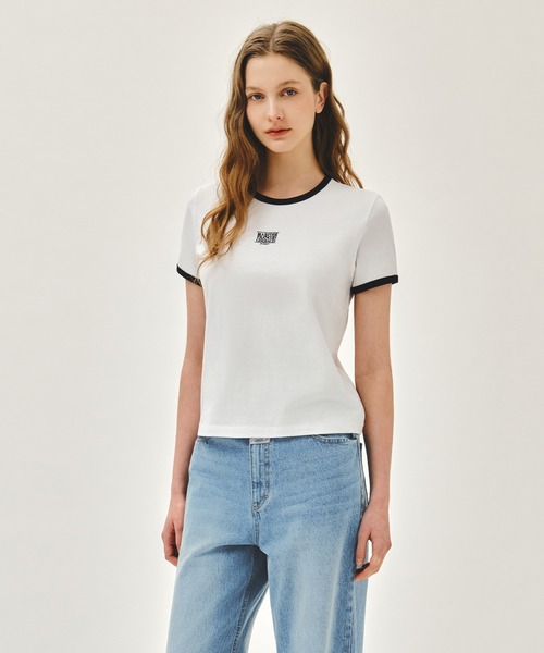 MARITHE + FRANCOIS GIRBAUD(マリテフランソワジルボー)の「W CLASSIC LOGO RINGER TEE(Tシャツ/カットソー・レディース・ホワイト/ネイビー/ライトピンク/ヘザーグレー・SMALL/MEDIUM)」の8枚目の写真