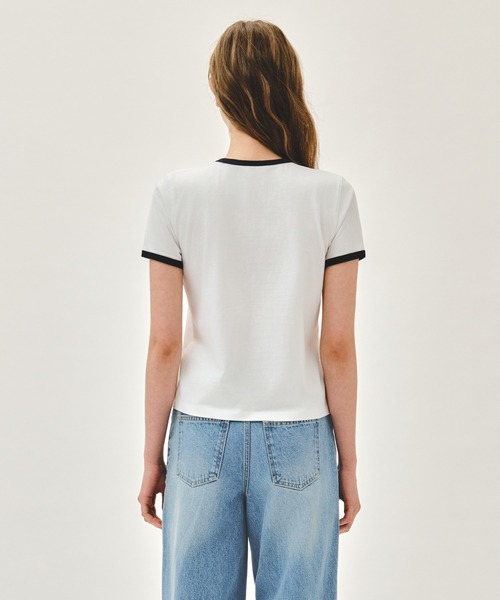 MARITHE + FRANCOIS GIRBAUD(マリテフランソワジルボー)の「W CLASSIC LOGO RINGER TEE(Tシャツ/カットソー・レディース・ホワイト/ネイビー/ライトピンク/ヘザーグレー・SMALL/MEDIUM)」の9枚目の写真