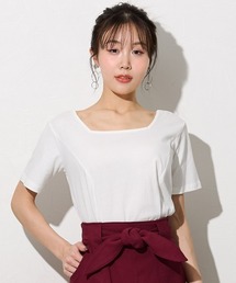 【大きい胸専用】綿100% 汗染み防止 スクエアネック 半袖 美ラインTシャツ