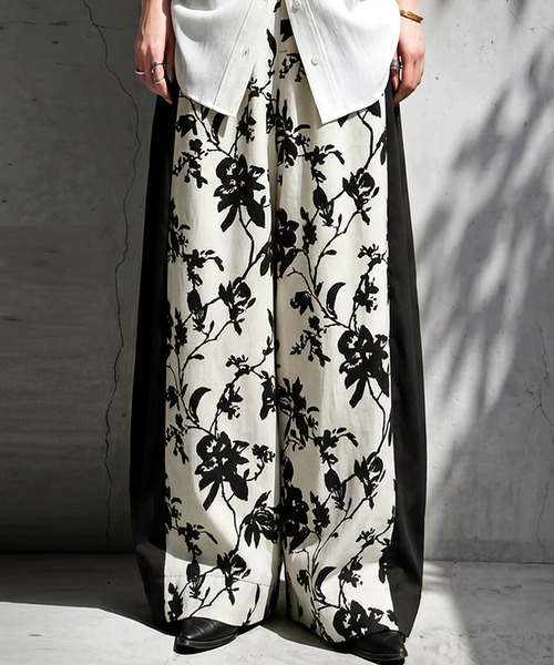 antiqua(アンティカ)の「花柄 ワイドパンツ(その他パンツ・レディース・ダークグレー/アイボリー・LARGE/MEDIUM)」の1枚目の写真