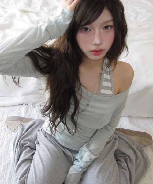 modimood（モディムード）の「[MADE] MOMU テンセルシースルー長袖Tシャツ（Tシャツ/カットソー・レディース・ミント/ブラック/ライトグレー・FREE）」の20枚目の写真