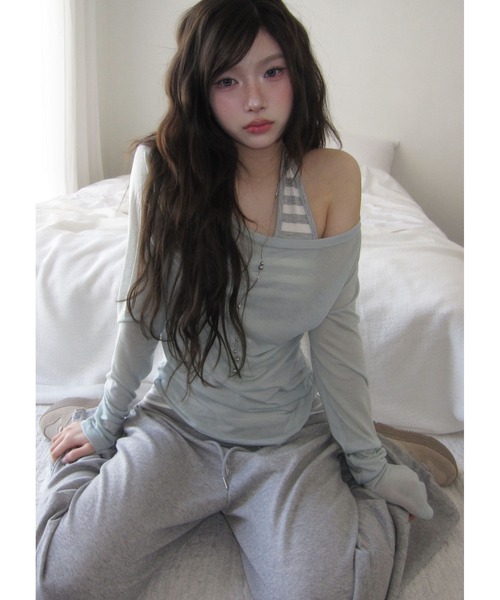 modimood（モディムード）の「[MADE] MOMU テンセルシースルー長袖Tシャツ（Tシャツ/カットソー・レディース・ミント/ブラック/ライトグレー・FREE）」の17枚目の写真