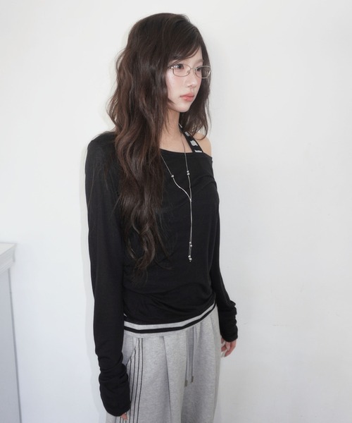 modimood（モディムード）の「[MADE] MOMU テンセルシースルー長袖Tシャツ（Tシャツ/カットソー・レディース・ミント/ブラック/ライトグレー・FREE）」の7枚目の写真