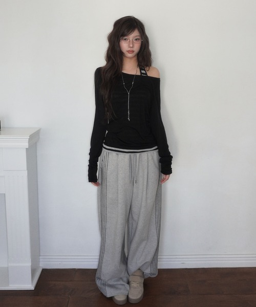 modimood（モディムード）の「[MADE] MOMU テンセルシースルー長袖Tシャツ（Tシャツ/カットソー・レディース・ミント/ブラック/ライトグレー・FREE）」の10枚目の写真