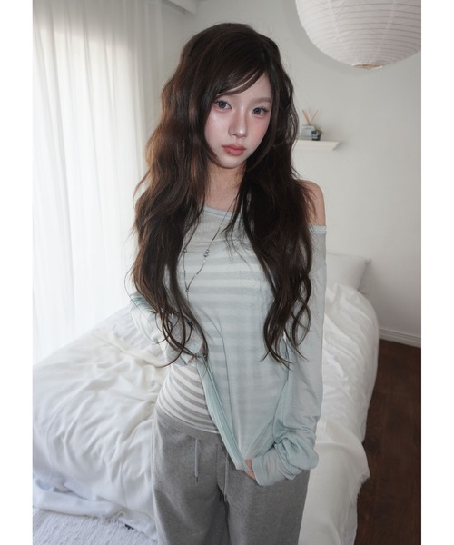 modimood（モディムード）の「[MADE] MOMU テンセルシースルー長袖Tシャツ（Tシャツ/カットソー・レディース・ミント/ブラック/ライトグレー・FREE）」の12枚目の写真