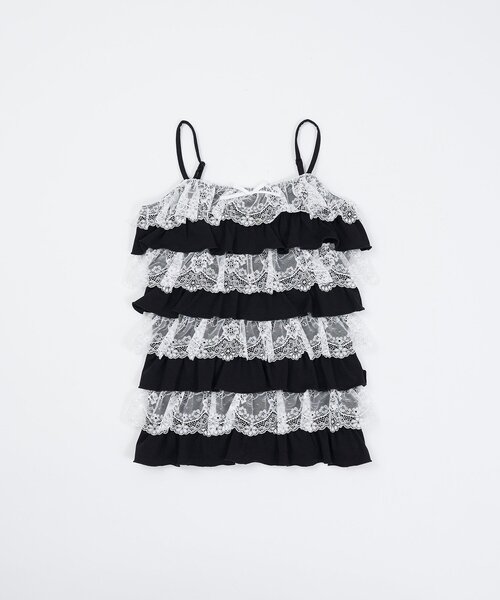 OLIVE des OLIVE(オリーブデオリーブ)の「【Belle Charme】Lace Tiered Camisole(キャミソール・レディース・トップグレー/ブラック・FREE)」の6枚目の写真