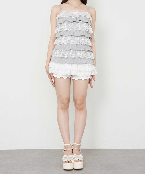 OLIVE des OLIVE(オリーブデオリーブ)の「【Belle Charme】Lace Tiered Camisole(キャミソール・レディース・トップグレー/ブラック・FREE)」の10枚目の写真