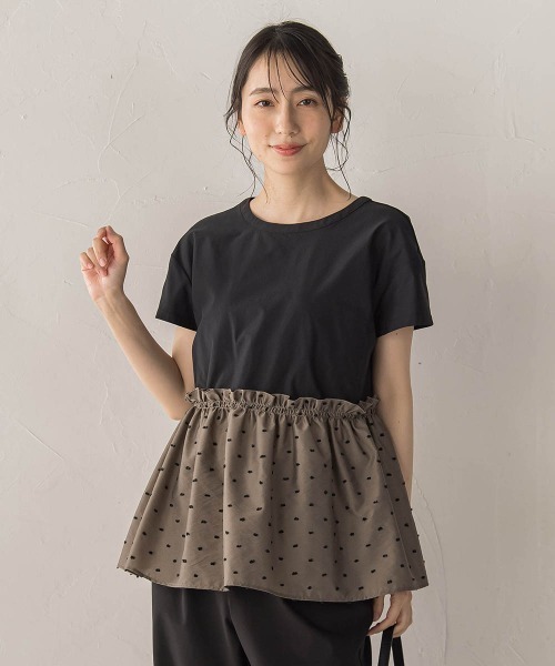 Droite lautreamont（ドロワットロートレアモン）の「【WEB限定】レーヨンカットドビー（Tシャツ/カットソー・レディース・ブラック/ブラウン・M）」の2枚目の写真