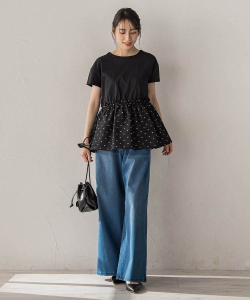 Droite lautreamont（ドロワットロートレアモン）の「【WEB限定】レーヨンカットドビー（Tシャツ/カットソー・レディース・ブラック/ブラウン・M）」の7枚目の写真