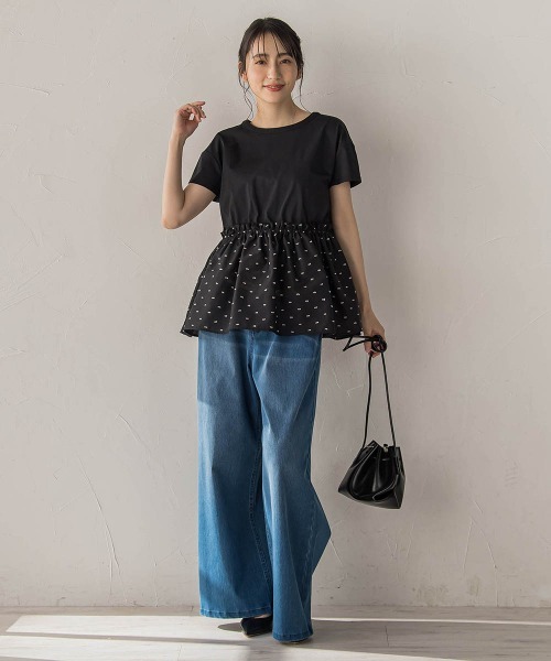 Droite lautreamont（ドロワットロートレアモン）の「【WEB限定】レーヨンカットドビー（Tシャツ/カットソー・レディース・ブラック/ブラウン・M）」の8枚目の写真