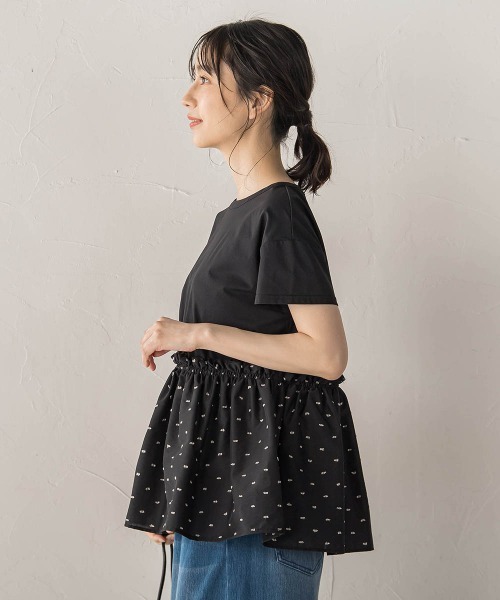 Droite lautreamont（ドロワットロートレアモン）の「【WEB限定】レーヨンカットドビー（Tシャツ/カットソー・レディース・ブラック/ブラウン・M）」の4枚目の写真