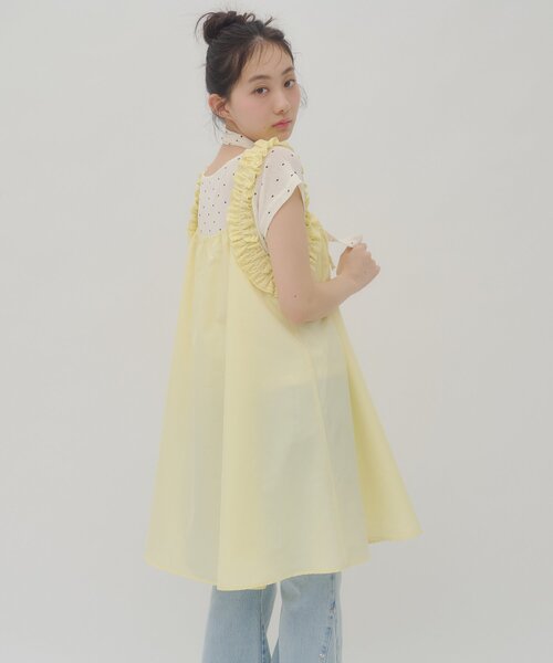 DISCOAT(ディスコート)の「【umm.】ホイップキャミチュニック(シャツ/ブラウス・レディース・ブラック/オフホワイト/レモンイエロー・FREE)」の3枚目の写真