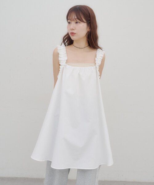 DISCOAT(ディスコート)の「【umm.】ホイップキャミチュニック(シャツ/ブラウス・レディース・ブラック/オフホワイト/レモンイエロー・FREE)」の9枚目の写真