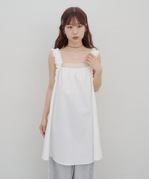 DISCOAT(ディスコート)の「【umm.】ホイップキャミチュニック(シャツ/ブラウス・レディース・ブラック/オフホワイト/レモンイエロー・FREE)」の14枚目の写真