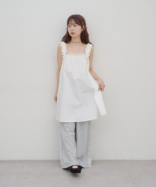 DISCOAT(ディスコート)の「【umm.】ホイップキャミチュニック(シャツ/ブラウス・レディース・ブラック/オフホワイト/レモンイエロー・FREE)」の18枚目の写真
