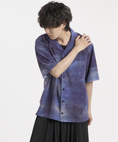 NO ID.（ノーアイディ）の「【NO ID.】Abstract Print Open Collar Shirt / アブストラクト プリント オープン カラー シャツ（シャツ/ブラウス・メンズ・ダークブルー/ホワイト・2/1）」の10枚目の写真