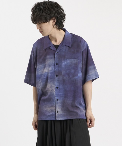 NO ID.（ノーアイディ）の「【NO ID.】Abstract Print Open Collar Shirt / アブストラクト プリント オープン カラー シャツ（シャツ/ブラウス・メンズ・ダークブルー/ホワイト・2/1）」の11枚目の写真