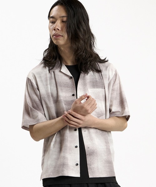 NO ID.（ノーアイディ）の「【NO ID.】Abstract Print Open Collar Shirt / アブストラクト プリント オープン カラー シャツ（シャツ/ブラウス・メンズ・ダークブルー/ホワイト・2/1）」の19枚目の写真