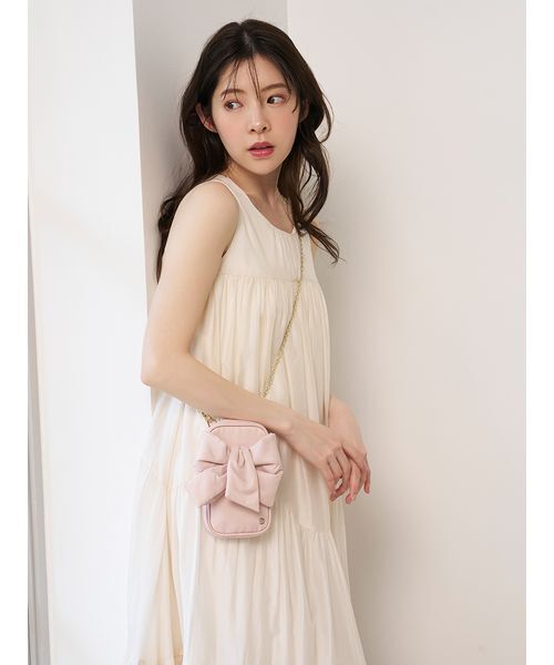SNIDEL(スナイデル)の「ボリュームティアードワンピース(ワンピース・レディース・アイボリー/ピンク/ブラウン・1/0)」の4枚目の写真