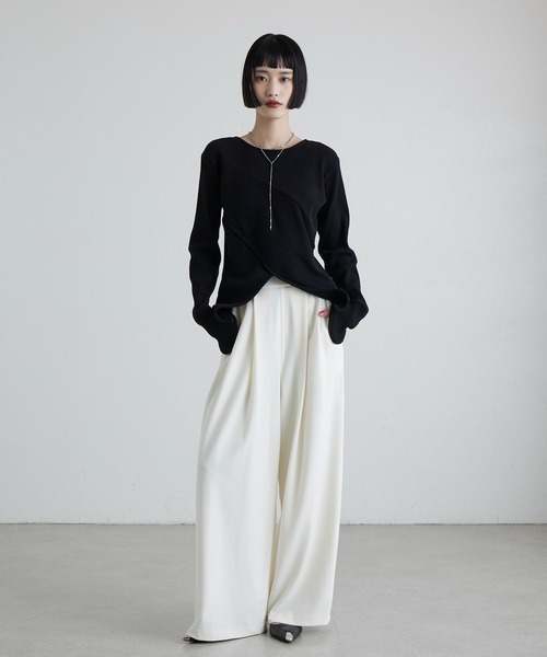 Lui's(ルイス)の「ポンチ2タックワイドパンツ 26aw(スラックス・レディース・ブラック/オフホワイト/チャコールグレー・36/38)」の12枚目の写真