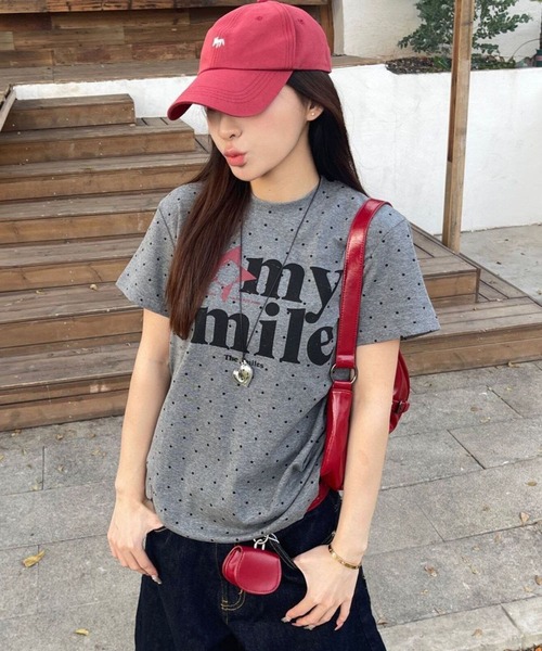 WESTSEA（ウエストシー）の「ドット柄 ロゴプリント ストレッチ 半袖Tシャツ（Tシャツ/カットソー・レディース・ホワイト/グレー・M）」の2枚目の写真
