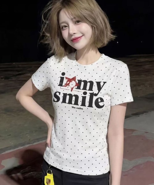 WESTSEA（ウエストシー）の「ドット柄 ロゴプリント ストレッチ 半袖Tシャツ（Tシャツ/カットソー・レディース・ホワイト/グレー・M）」の4枚目の写真