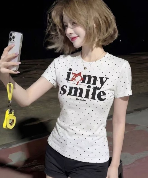 WESTSEA（ウエストシー）の「ドット柄 ロゴプリント ストレッチ 半袖Tシャツ（Tシャツ/カットソー・レディース・ホワイト/グレー・M）」の5枚目の写真
