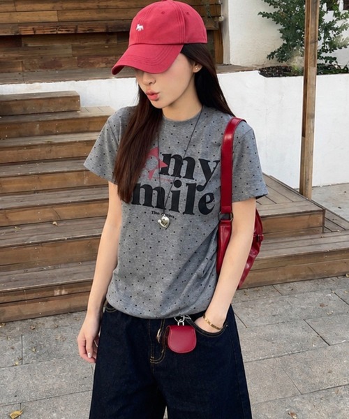 WESTSEA（ウエストシー）の「ドット柄 ロゴプリント ストレッチ 半袖Tシャツ（Tシャツ/カットソー・レディース・ホワイト/グレー・M）」の10枚目の写真