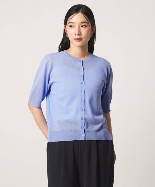 A DAY IN THE LIFE UNITED ARROWS(アデイインザライフユナイテッドアローズ)の「サテンコンビ 2WAY カーディガン 5分袖 <A DAY IN THE LIFE>(カーディガン/ボレロ・レディース・ライトブルー/ダークグレー/ブラック・FREE)」の3枚目の写真