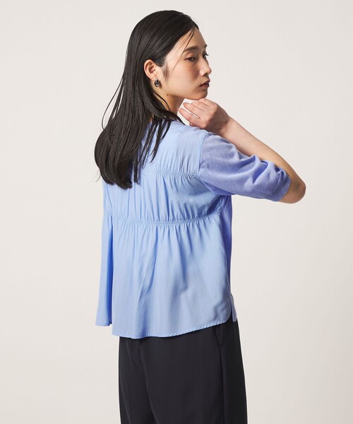 A DAY IN THE LIFE UNITED ARROWS(アデイインザライフユナイテッドアローズ)の「サテンコンビ 2WAY カーディガン 5分袖 <A DAY IN THE LIFE>(カーディガン/ボレロ・レディース・ライトブルー/ダークグレー/ブラック・FREE)」の12枚目の写真