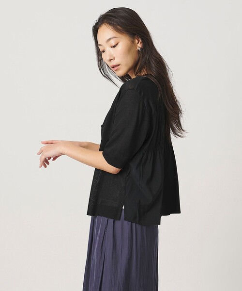 A DAY IN THE LIFE UNITED ARROWS(アデイインザライフユナイテッドアローズ)の「サテンコンビ 2WAY カーディガン 5分袖 <A DAY IN THE LIFE>(カーディガン/ボレロ・レディース・ライトブルー/ダークグレー/ブラック・FREE)」の15枚目の写真